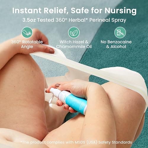 GROWNSY 15pc Postpartum Essentials Recovery Kit for Women, Green | Includes 5 Postpartum Pads, 5 Disposable Underwear, 2 Ice Packs, Peri Bottle, Perineal Spray & 28 Cooling Pad Liners thumbnail 5