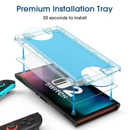 amFilm Auto-Alignment OneTouch for Nintendo Switch 2 Screen Protector [7.9''] 2025 Tempered Glass, Accessories, 30 seconds Installation, Bubble Free, Anti-Scratch, Touch Sensitive, Ultra-Clear [2Pack] thumbnail 3