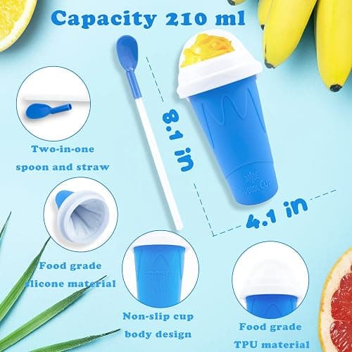 Hoinvaet Magic Slushy Maker Squeeze Cup Slushie Maker, Homemade Milk Shake Maker Cooling Cup Squee DIY it for Everyone (Blue) thumbnail 3