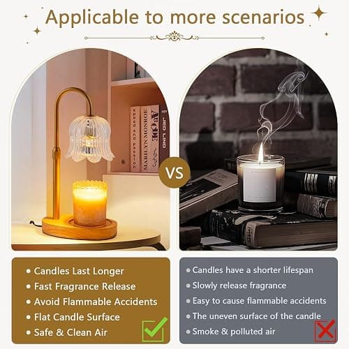 Candle Warmer Lamp Electric Timer - Candles Height Control Dimmable Warmers Scented Lamps No Flame Heat Warm Melt Wax Jar Modern Home Decor Table Lights for Home Living Bedroom thumbnail 6