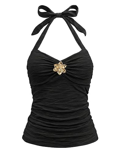 WERFORU Women's Halter Tops Cute Summer Going Out Tops Y2K Open Back Beach Cami Tops - Image 1
