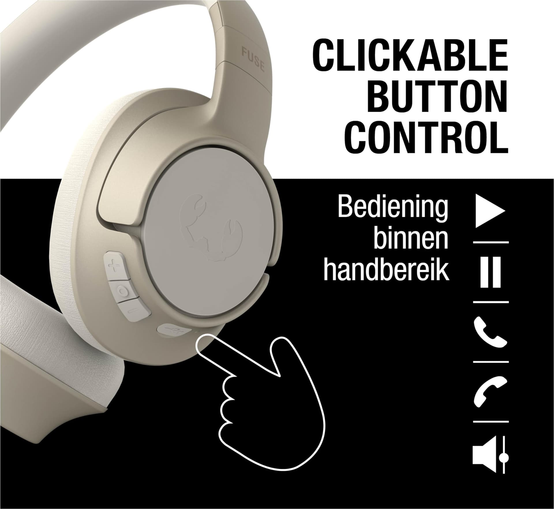 Fresh 'n Rebel Clam Fuse Bluetooth Headphones Over-ear with Hybrid Active Noise Cancelling, with ENC Microphone (Perfect Calls), Ambient Sound Mode, 45 Hours Playing Time, Silky Sand thumbnail 5