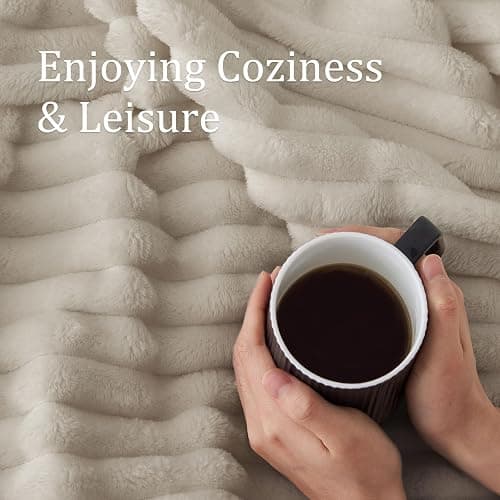 BEDELITE Fuzzy Throw Blanket for Couch - Beige Fluffy Cozy Soft Plush Warm Fleece Blankets for Winter, Bedroom Valentine's Day Decor Gifts for Him Her thumbnail 4