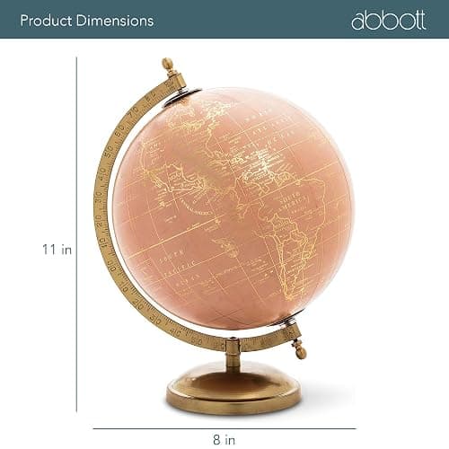 Abbott Collection 57-LATITUDE-18 Spinning Small Decorative Globe, White/Gold, 11" H thumbnail 2