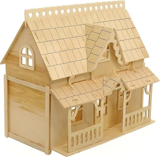 CUTEROOM 3D Puzzle House,Fantasy Villa Model Kit DIY Miniature Dollshouse | Pre-cut, glue-free assembly, Natural wood,Creative gift for adults thumbnail 4