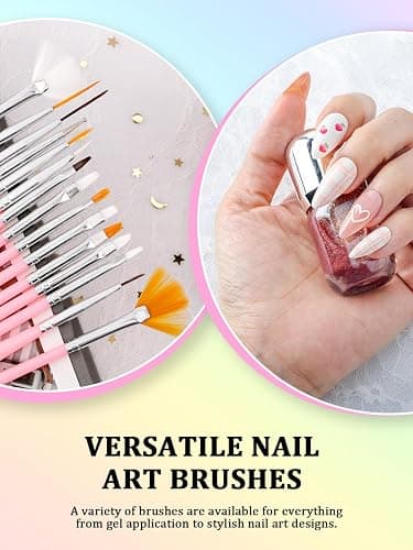 YOOVR 28-In-1 Nail Art Tools with Nail Stand, Nail Stuff, Nail Art Brushes | Nail Supplies, Nail Holder for Press on Painting, French Tip Liner Brush, Dotting Tools, Must Have Design Tools for Nail Tech thumbnail 3