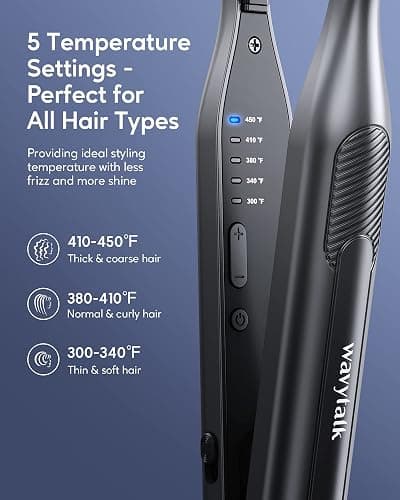 Wavytalk Pencil Flat Iron, 3/10" Small Iron for Short Hair, Pixie Cut and Bangs, Tiny Beard Straightener with Dual Voltage & Adjustable Temp, Mini Hair Edges Heating Up in 15s thumbnail 3