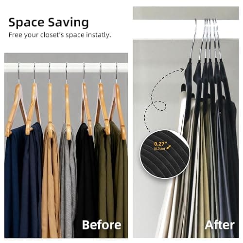 Velvet Pants Hangers, 10 Pack Non-Slip Open Ended Hangers with 360° Swivel Hook Slim Space Saving Jeans Hangers for Pants, Scarves, Ties, Towels, Black thumbnail 7