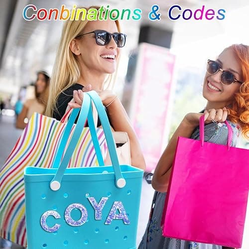 HLUWA Letter Charms for Bogg and Simply Southern Bags - Alphabet Purple Star Sequin Lettering Accessories - Insert Decorative Letters for Handbag Beach Tote thumbnail 3