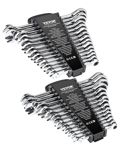 VEVOR Combination Wrench Set, 30-Piece Ratcheting Wrench Set with Organizer Rack, Cr-V Steel Wrench Set SAE 1/4" to 1", Metric 8 mm to 24 mm, Ideal for General Household, Garage, Workshop, Emergency - Image 1