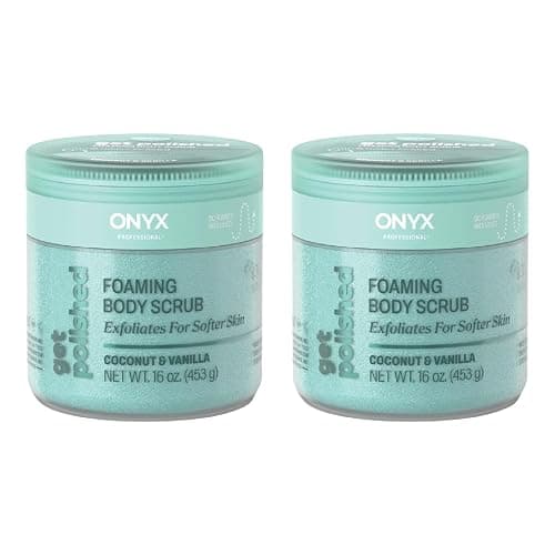 Onyx Professional Foaming Body Scrub With Brush, Coconut Bliss, 16oz, 2pk - Sugar Scrub Made with Shea Butter and Coconut Oil, Includes Built-in Scrubber - Image 1