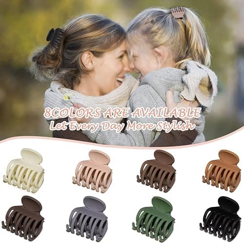 1.6" Matte Small Double Row Teeth Hair Clips for Women - Strong Hold Jaw Clamps for Thin, Fine & Thick Hair thumbnail 6