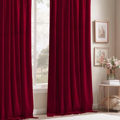 StangH Theater Red Velvet Curtains Christmas Curtains Super Soft Thermal Insulated Window Drapes 84 inches for Living Room Holiday Decorative for Master Bedroom, W52 x L84, 2 Panels thumbnail 7
