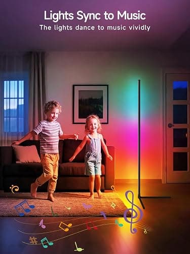 Tyute LED Floor Lamp, Smart RGB Corner Lamp, Dimmable Colour Changing Standing Lamp with APP & Remote Control, Music Sync, Modern Mood Corner Floor Lamp for Living Room, Bedroom, Gaming Room thumbnail 3