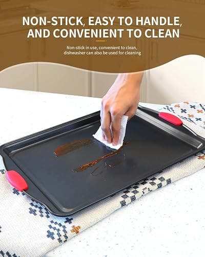 Ymiton Baking Pans Set with Silicone Handles, 34 PCS Nonstick Bakeware Sets, Oven Pan Set Includes Baking Tray, Cookie Sheet, Cake Pans, Loaf Pan, Muffin Pan, Pizza Pan thumbnail 4