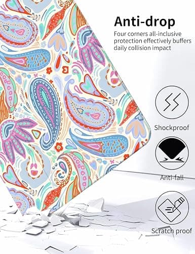 Rvciby Case for iPad 9th/ 8th/ 7th Generation Case 10.2 Inch (2021/2020/2019 Release), Slim Lightweight Soft Trifold Clear Back Transparent Cover with Pencil Holder & Auto Sleep/Wake Cover,Paisley thumbnail 4