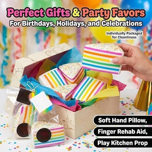 Rainbow Cake Squishies,Jumbo Slow Rising Fidget Squeeze,Soft Relief Squishy Stress,Squeeze Ball Sensory for Anxiety Stress Party Favors Colorful Ball for Adults Teens Classroom Office(Cake) thumbnail 7