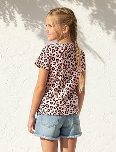 PATPAT Girls Graphic Tees Short Sleeve Crewneck Cute Print Shirts 5-14Y | Casual Trendy Tops, Fun Summer Outfits, Skin-Friendly Fabric, Soft & Breathable, Regular Fit, School/Daily Wear/Vacation thumbnail 3