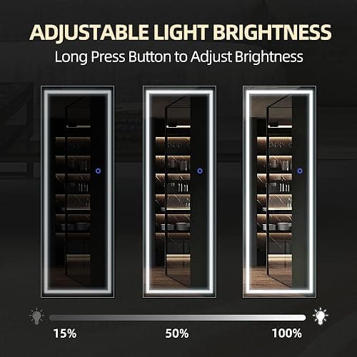 TRUNBACK 63"x20" LED Floor Mirror, Dimmable 3-Color Lighted Frame, Full-Length Mirror for Bedroom, Gym & Makeup, Freestanding/Wall Mount thumbnail 4