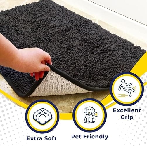 Muddy Mat® Original Dog Door Mat for Muddy Paws, Super Absorbent Microfiber, Non-Slip Washable Pet Rug, Quick Dry Chenille Entryway Carpet, Machine Washable Indoor Outdoor mat, Charcoal 19"x30" thumbnail 3