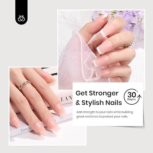 Beetles Builder Gel Kit-Dew Glow 2Pcs 0.51oz 8 in 1 Nail Extension Building Nail Apex Strengthener for Thin Nails with Liner Brush DIY Salon at Home for Beginners,UV & LED Lamp Needed thumbnail 5