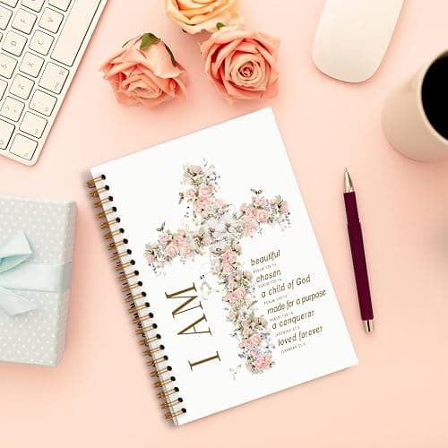 Foritho Floral Christian Notebook, Inspirational I Am Bible Verse Journal, Religious Prayer Journal for Writing, Scripture Bible Journaling Spiral Notebook 5.5x8.3 Inch thumbnail 2
