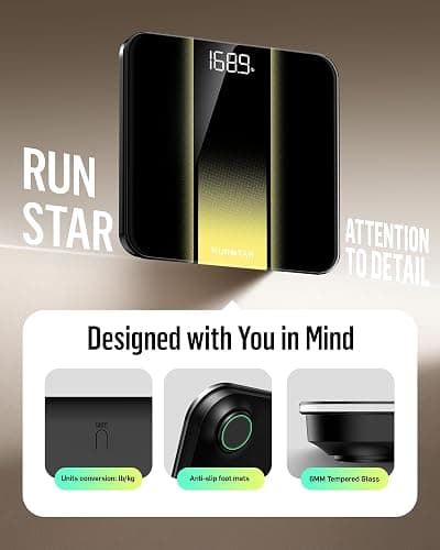 RunStar Digital Bathroom Scale for Body Weight with High Precision, Clear LED Backlight Display, Accurate Scale with 6mm Tempered Glass, 400lb thumbnail 6
