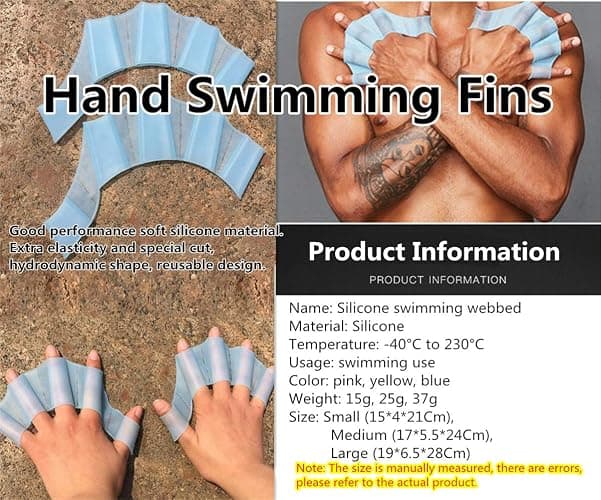 EXCEREY Silicone Swimming Gloves for Men Women Aquatic Training 2 Pairs thumbnail 6