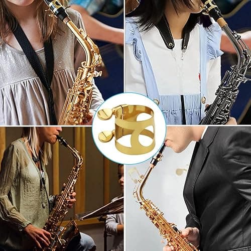 Alto Sax Mouthpiece Ligature Double Screws Saxophone Gold Ligature Fastener thumbnail 7