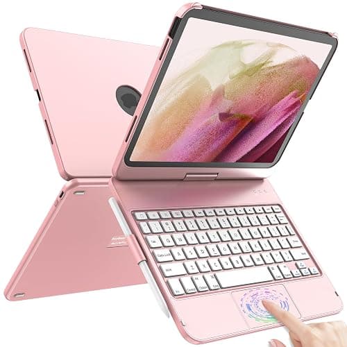 TQQ Touch for iPad (A16) 11th Generation Case with Keyboard (11", 2025) & 10th Gen (10.9", 2022) - 360° Rotatable, Thin & Light, Multi-Touch Trackpad for iPad (A16) 11th/10th Gen (Pink) - Image 1