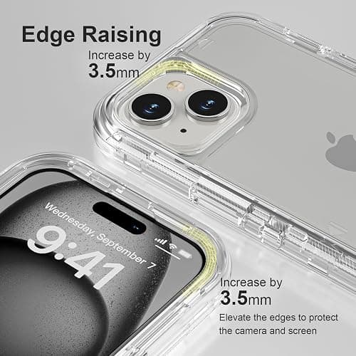 Follaroma for iPhone 15 Case, Heavy Duty Shockproof Protection Phone Cases, Anti-Drop, Dual Layer Transparent Protective Cover Compatible with iPhone 15, 6.1 inch,Crystal Clear thumbnail 5
