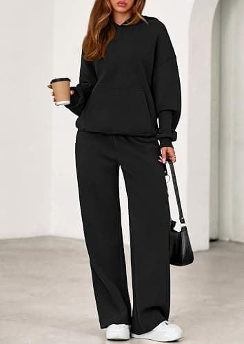 PRETTYGARDEN Womens Sweatuits 2 Piece Fall Clothing Matching Lounge Sets | Oversized Hoodies, Wide Leg Sweatpants, Pocket, Workout Sweat Sets, Casual Tracksuit, Comfy Airport Travel Fall Outfits thumbnail 3