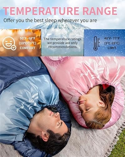Sleeping Bag, Sportneer Sleeping Bags for Adults Kids 3 Seasons Warm Cold Weather Waterproof Lightweight Camping Sleeping Bag for Adults Kids Boys Girls Teens Camping Hiking Backpacking Outdoor Travel - Pink+light Pink - 87"x31.5" thumbnail 3