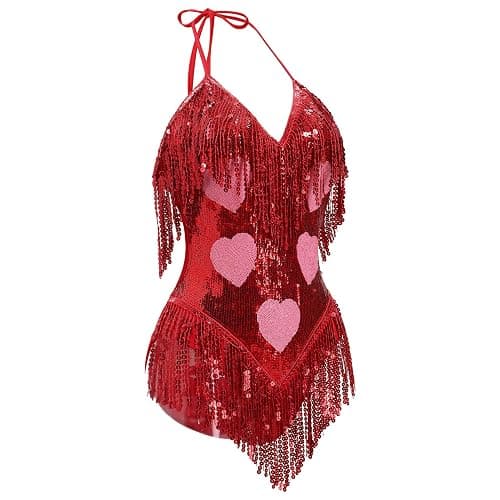 IMEKIS Women Sparkle Stars Fringes Bodysuit Concert Rave Outfit Shiny Music Festivals Halloween Cosplay Alien Costumes thumbnail 2