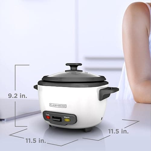 BLACK+DECKER 16-Cup Rice Cooker, RC516, 8-Cup Uncooked Rice, Steaming Basket, Removable Non-Stick Bowl, One Touch thumbnail 3