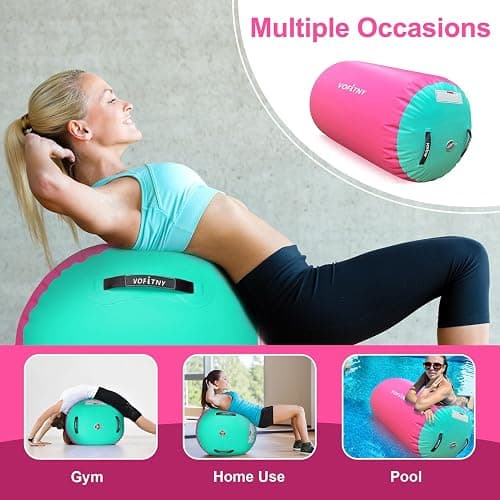 VOFiTNY Gymnastics Tumbling Equipment Air Barrel Inflatable Octagon Tumbler Roller Back-bend Trainer Chearleeding Mat Without Pump thumbnail 2