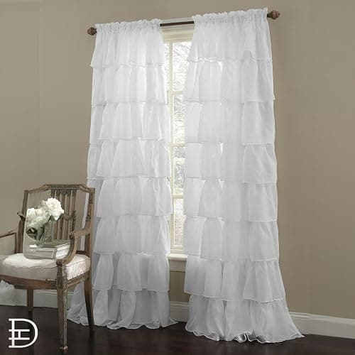 Dainty Home Pleated Layer Curtains for Living Room and Bedroom White 84" x 40" Set of 2 Rod Pocket Header Curtains Long Curtain Panel Window Curtains thumbnail 2