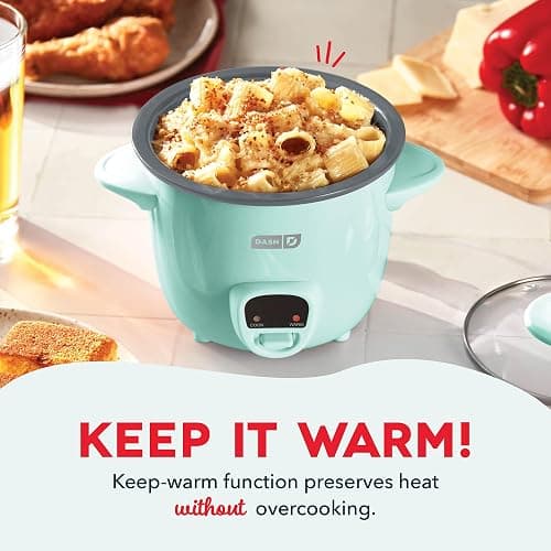 DASH Mini Rice Cooker Steamer with Removable Nonstick Pot, Keep Warm Function & Recipe Guide, .5 Quart, for Soups, Stews, Grains & Oatmeal - Aqua thumbnail 3