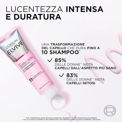 L'Oréal Paris, Elvive Glycolic Gloss, 5 Minuten-Laminierungsbehandlung (200 ml) + Serum ohne Ausspülen (150 ml) + Spülung (150 ml), Set für stumpfes und poröses Haar, intensiver und langanhaltender thumbnail 4
