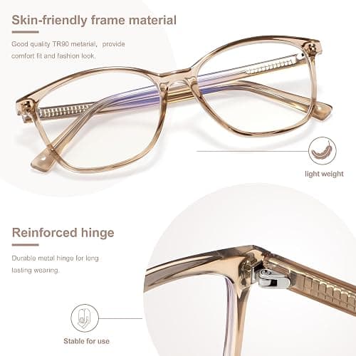 Madison Avenue Blue Light Blocking Glasses Anti Eyestrain UV Glare Blue Light Glasses for Women with Case, TV Phone Computer Gaming Eyeglasses (Coffee Brown) thumbnail 3