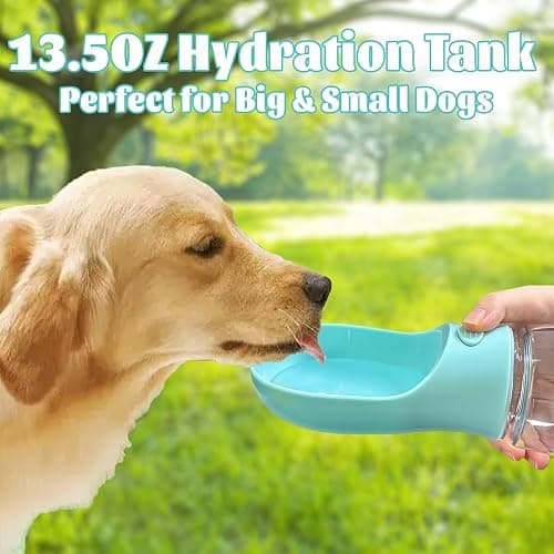 Dog Water Bottle Portable Bowl for Dog,Portable Dog Water Bottle Travel | 3-in-1 Dog Water Bottle,Stores Food and Holds Bags,Perfect for Outdoor Walks and Travel (Blue) thumbnail 3
