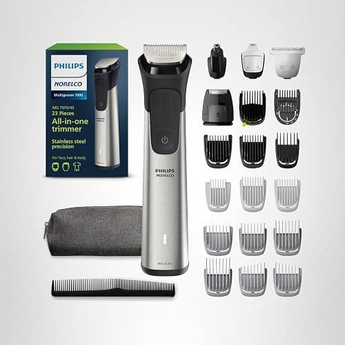 Norelco Philips All-in-One 7000 Series 23-Piece Trimmer - Electric Shaver and Clipper for Face, Beard, Head & Body, Self-Sharpening Titanium Blades, 26 Length Settings (0.5-16 mm), MG7970/49 thumbnail 8