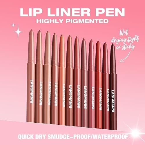 LANGMANNI 12 Colors Sculpting Matte Velvet Lip Liner Set,Smooth Creamy Texture,Waterproof And High Pigmented For Girls Daily Application Lip Makeup thumbnail 3