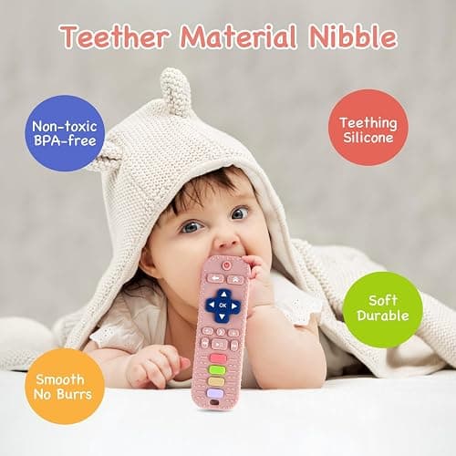 Hooku Silicone Teethers for Babies 0-6 Months, Teething Toys for Babies 6-12 Months, Baby Remote Control Toy, Infant Toys 0-3 Months, Sensory Chew Toys, Toddler Newborn Baby Girl Boy Gifts thumbnail 4