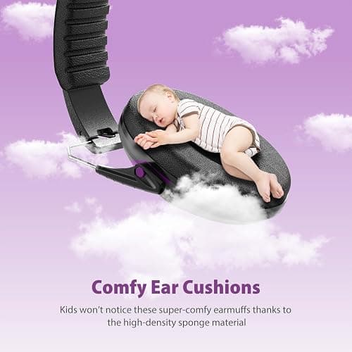 Dr.meter Ear Muffs for Noise Reduction SNR27.4 Kids Ear Protection with Adjustable Headband - Kids Noise Cancelling Headphones for Concerts, Football Game, Fireworks and Air Shows - Dark Purple thumbnail 5
