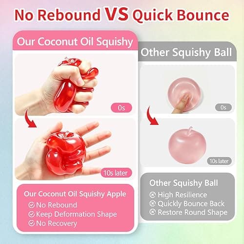 Coconut Oil Apple Squishy, Back to School Teacher Gifts for Stress Relief | Shapeable No Rebound Red Apple Squishy, Apple Squishy, Back To School Gifts, Teacher Appreciation Gifts,Unique Thank You Gift thumbnail 5