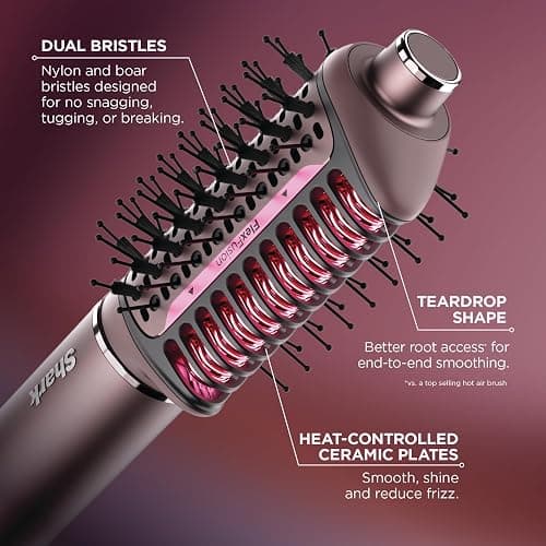Shark FlexFusion Hair Straightener & Powerful Dryer with Diffuser, Fusion Hair Brush, Ceramic Air Styler with Auto-Wrap Curlers, Ceramic Plates, Cosmic Blush HD642S thumbnail 7