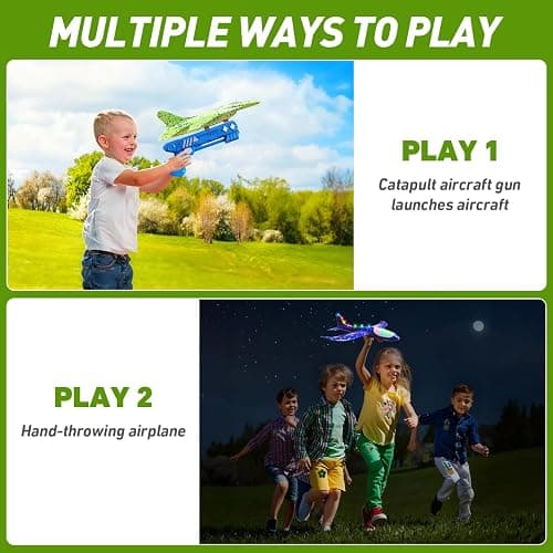 3 Pack Airplane Launcher Toys, 13.2 inch LED foam 2025 F-15 Eagle fighter jet ＆ Glider Catapult Plane for Boys, Flying Toys Christmas Birthday gifts for Boys Girls 4 5 6 7 8 9 10 11 12 Year Old thumbnail 7