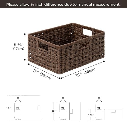 GRANNY SAYS Wicker Storage Baskets for Shelves, Plastic Brown Basket,1-Pack | Waterproof Wicker Baskets for Organizing, Woven Baskets for Shelves, Decorative Basket for Pantry, Brown Basket for Storage thumbnail 3
