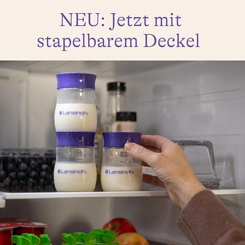 Lansinoh Babyflaschen Starter Set - Babyflasche in 160 ml & 240 ml - NaturalWave Sauger Größe S, M, L - neues kompaktes Design für verbesserte Stabilität - mit stapelbarem Deckel thumbnail 2